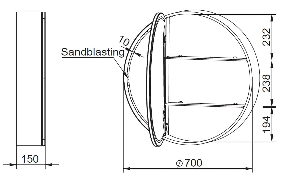 Καθρέπτης μπάνιου με Led & ντουλάπι Luminor Root 70 Φ70cm - 3