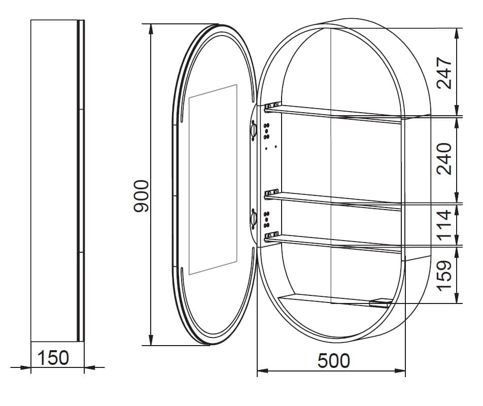 Καθρέπτης μπάνιου με Led & ντουλάπι Luminor Jazz 50 50x90cm - 3