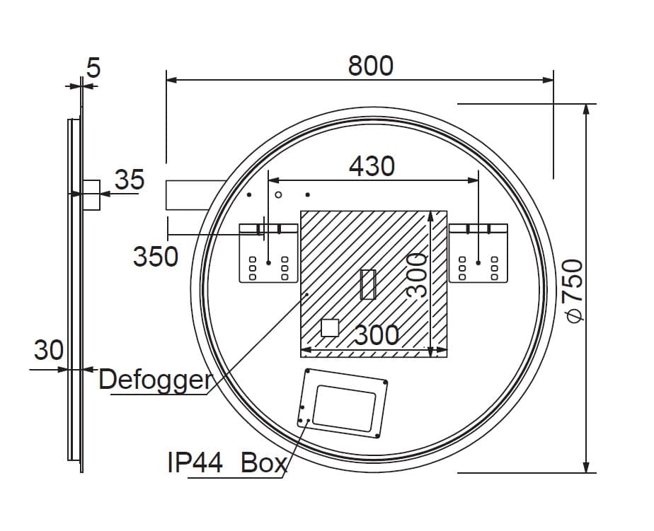 Καθρέπτης μπάνιου με Led & απλίκα Luminor Milo 75 Φ75cm - 3