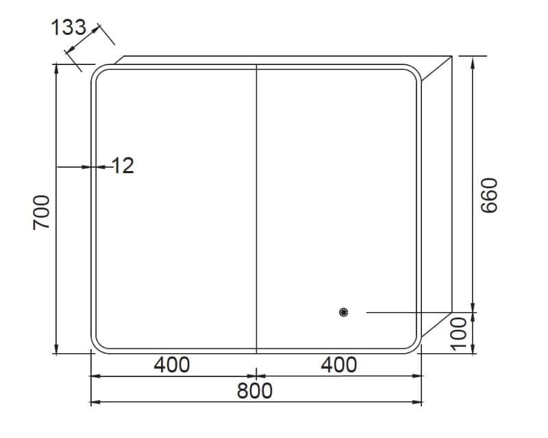Καθρέπτης μπάνιου με Led & ντουλάπι Luminor Kubi 80 80x70cm - 3