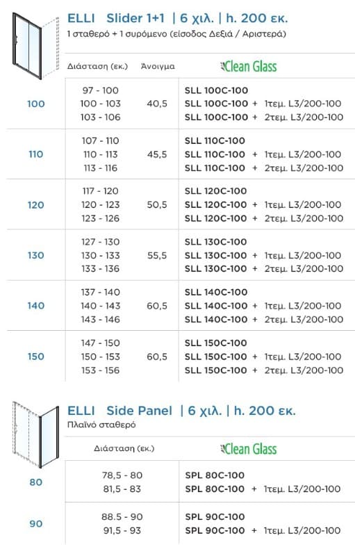 Καμπίνα Ντουζιέρας Devon Elli Slider 1+1 SLLC-100 + SPLC-100 Χρώμιο Clean Glass Ύψος 200cm - 2