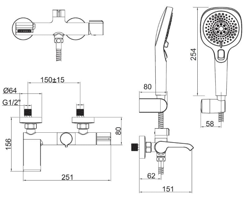 Μπαταρία Λουτρού Cora Occa 7200-100 Χρώμιο - 2