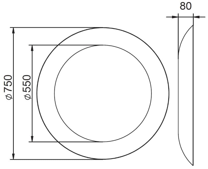 Καθρέπτης μπάνιου με Led Luminor Ring 75 Inox Brushed Φ75cm - 2