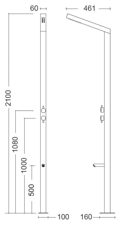 Κολώνα Ντους Εξωτερικού Χώρου Icos Shower Tera Inox (μόνο κρύο) 2,10m - 2