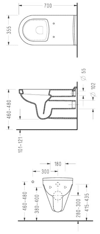 Λεκάνη κρεμαστή με κάλυμμα slim soft close 9001SC Serel Senior 304500SC-300 Λευκό 35,5x70cm - 2