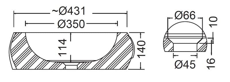Νιπτήρας επιτραπέζιος Fossil DBV 42-505 Travertine Φ42 Ύψος 14cm - 2