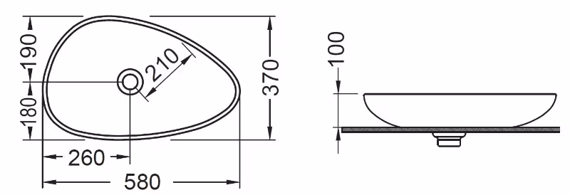 Νιπτήρας επιτραπέζιος Bianco Ceramica Monza 31140-300 Λευκό 58x37 - 2
