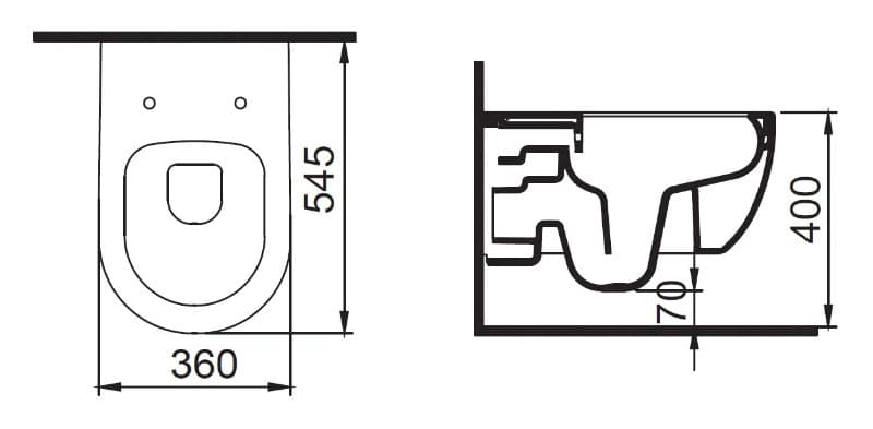 Λεκάνη κρεμαστή rimless με κάλυμμα slim soft close Bianco Ceramica Nora 341600SC-300 Λευκό 36x54,5cm - 2