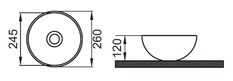 Νιπτήρας επιτραπέζιος Bianco Ceramica Valera 34710-300 Λευκό Φ26 - 2
