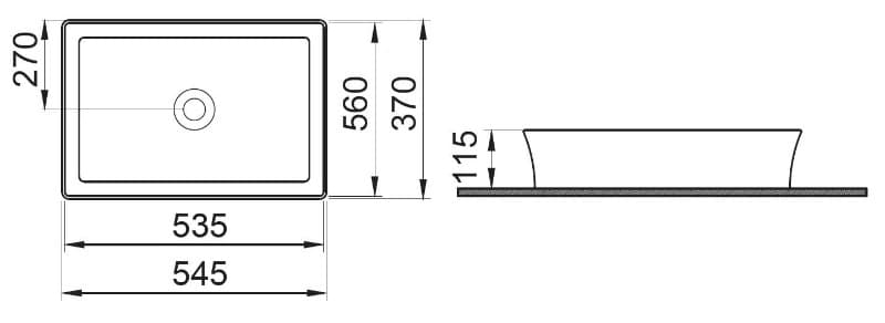 Νιπτήρας επιτραπέζιος Bianco Ceramica Sento 34760-300 Λευκό 54x37 - 2