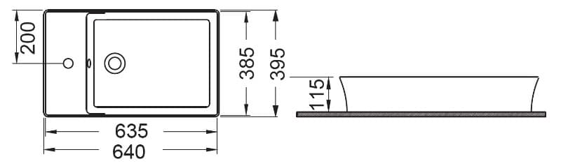 Νιπτήρας επιτραπέζιος Bianco Ceramica Lina 34790-300 Λευκό 64x39,5 - 2