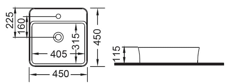 Νιπτήρας επιτραπέζιος Bianco Ceramica Rona 35980-300 Λευκό 45x45 - 2
