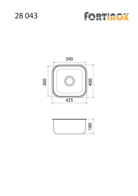 Νεροχύτης κουζίνας ανοξείδωτος Fortinox Valley 28043-110 Inox Σατινέ λείο 42,5×40 (υποκαθήμενος) - 2