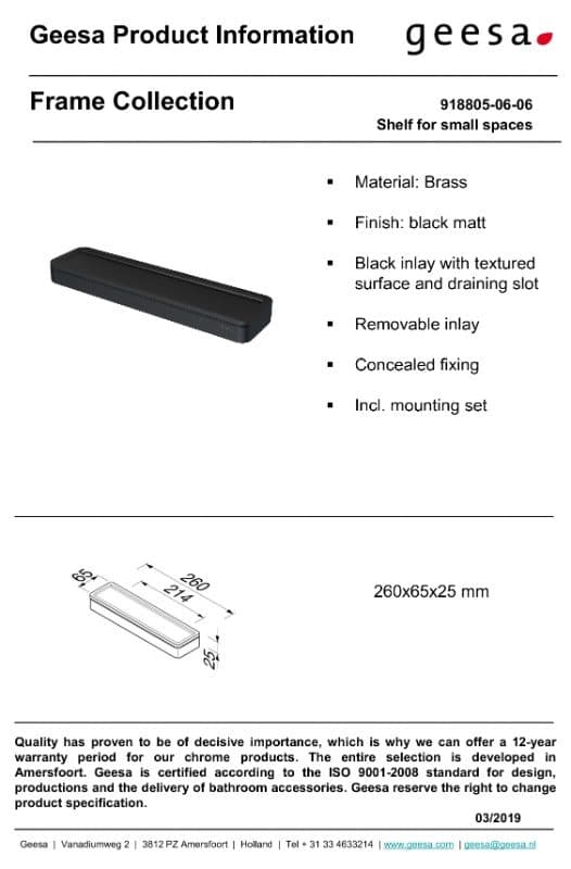 Εταζέρα Geesa Frame 8805-400 Ματ Μαύρο 26x6,5x2,5cm - 2