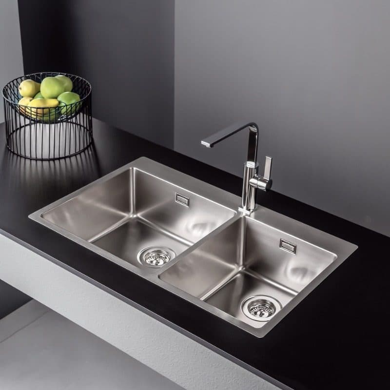 Νεροχύτης κουζίνας ανοξείδωτος Fortinox Squadro 29285-110 Inox Σατινέ λείο 86×50,5 (ένθετος) - 2