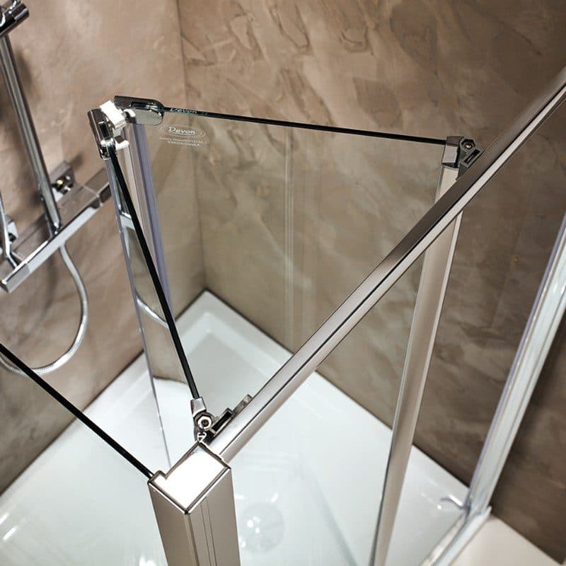 Καμπίνα Ντουζιέρας Devon Primus Plus Bi-fold BIT-100 + SPBIT-100 Χρώμιο Clean Glass Ύψος 185cm - 4