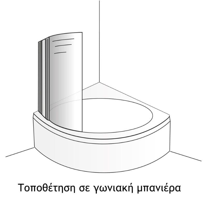 Καμπίνα Μπανιέρας Devon Primus Plus Κυρτό δίπτυχο DGC1200T-100 Χρώμιο Clear Glass Ύψος 140cm 120cm - 4