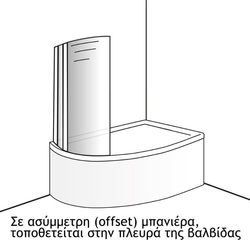Καμπίνα Μπανιέρας Devon Primus Plus Κυρτό δίπτυχο DGC1200T-100 Χρώμιο Clear Glass Ύψος 140cm 120cm - 3