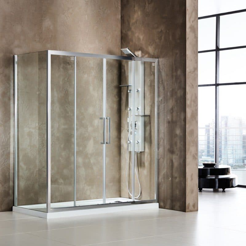 Καμπίνα Ντουζιέρας Devon Primus Plus Slider 2+2 SL2TC-100 + SPTC-100 Χρώμιο Clean Glass Ύψος 195cm