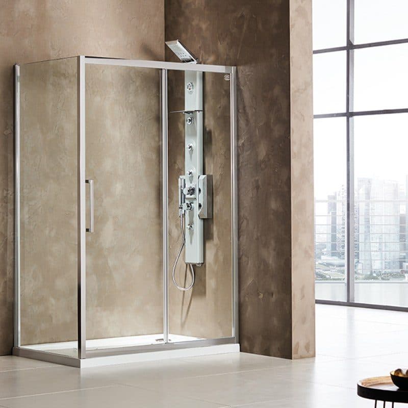 Καμπίνα Ντουζιέρας Devon Primus Plus Slider 1+1 SLTC-100 + SPTC-100 Χρώμιο Clean Glass Ύψος 195cm