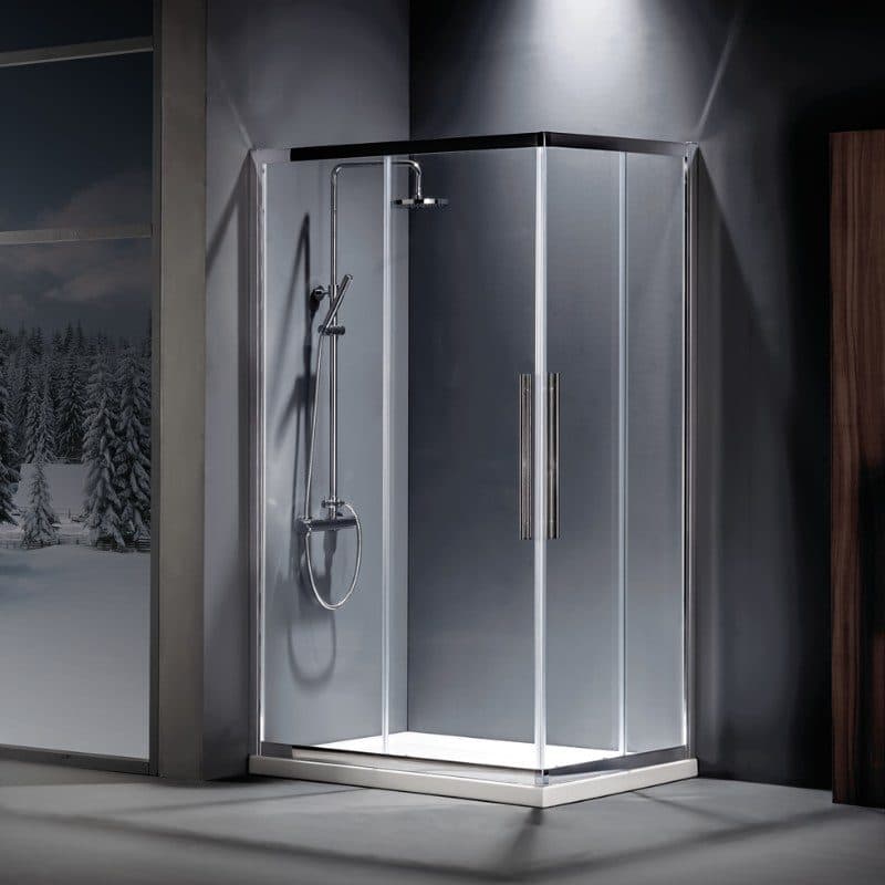 Καμπίνα Ντουζιέρας Devon Flow Corner Entry CFC-100 Χρώμιο Clean Glass Ύψος 195cm