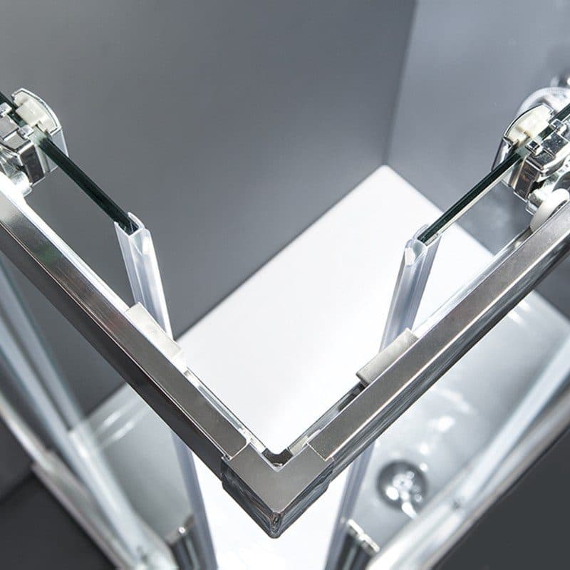 Καμπίνα Ντουζιέρας Devon Flow Corner Entry CFC-100 Χρώμιο Clean Glass Ύψος 195cm - 4