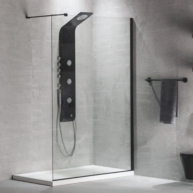Καμπίνα Ντουζιέρας Walk In Devon Iwis IWC-400 Ματ Μαύρο Clean Glass Ύψος 200cm