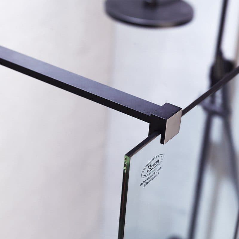 Καμπίνα Ντουζιέρας Walk In Devon Iwis IWC-400 Ματ Μαύρο Clean Glass Ύψος 200cm - 2