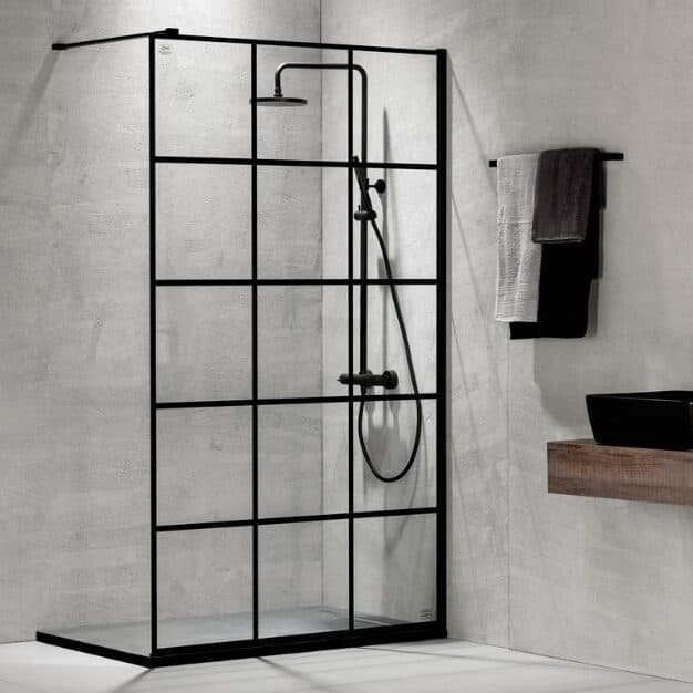 Καμπίνα Ντουζιέρας Walk In Devon Iwis Decor IWDC-400 Ματ Μαύρο Clean Glass Ύψος 200cm