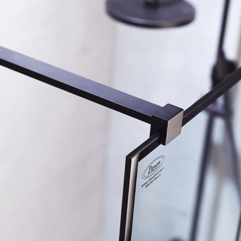 Καμπίνα Ντουζιέρας Walk In Devon Iwis Decor IWDC-400 Ματ Μαύρο Clean Glass Ύψος 200cm - 3