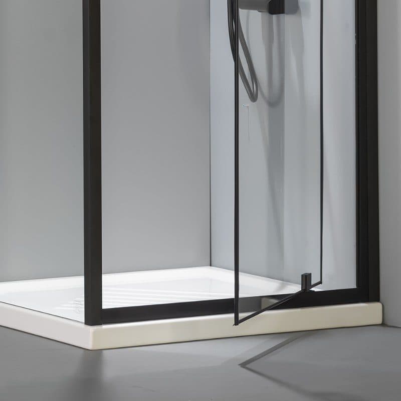 Καμπίνα Ντουζιέρας από τοίχο σε τοίχο Devon Flow Pivot PFC-400 Ματ Μαύρο Clean Glass Ύψος 195cm - 4