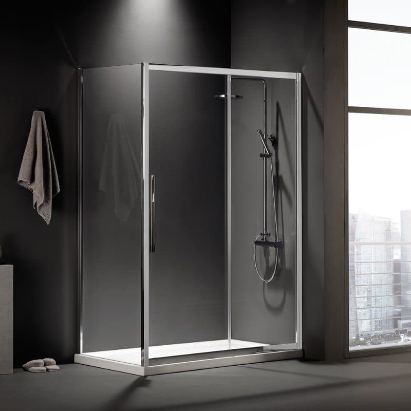 Καμπίνα Ντουζιέρας Devon Flow Slider SLFC-100 + SPFC-100 Χρώμιο Clean Glass Ύψος 195cm