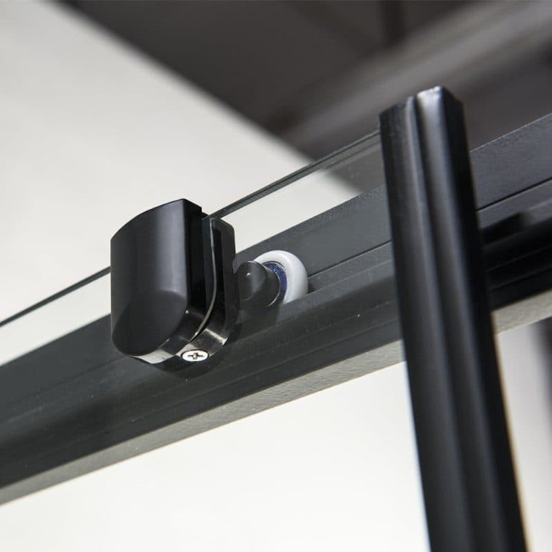 Καμπίνα Ντουζιέρας από τοίχο σε τοίχο Devon Flow Slider 1+1 SLFC-400 Ματ Μαύρο Clean Glass Ύψος 195cm - 3