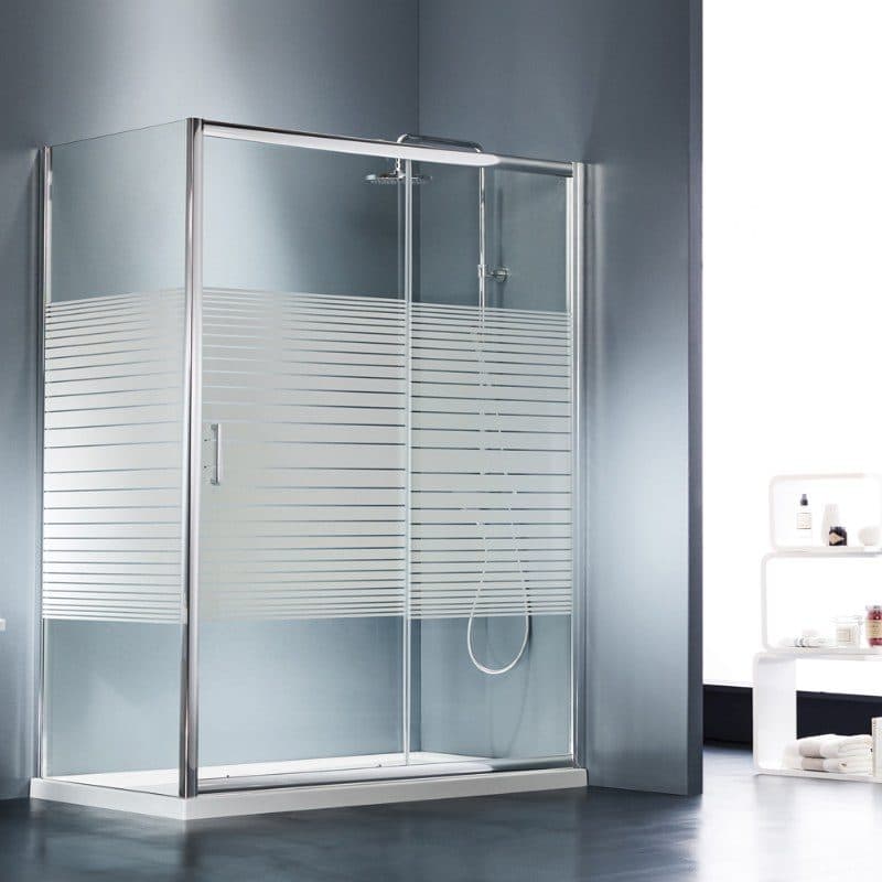 Καμπίνα Ντουζιέρας Starlet Slider SLSS-100 + SPSS-100 Χρώμιο Stripes Glass Ύψος 180cm