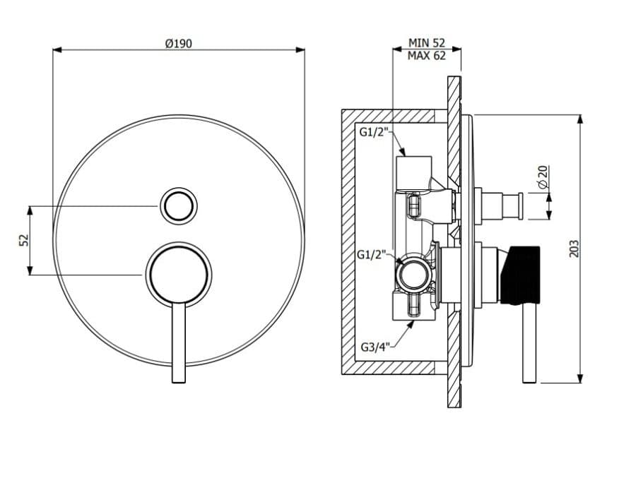 Μίκτης Εντοιχισμού 1 εξόδου Armando Vicario Industrial 512050-100 Χρώμιο - 2
