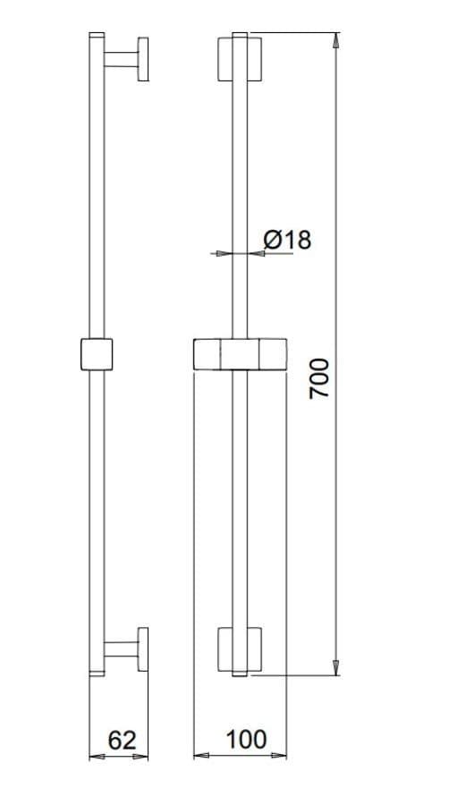 Βέργα Ντους με Βάση Τηλεφώνου Almar Flute E087008-100 Χρώμιο 70cm - 2