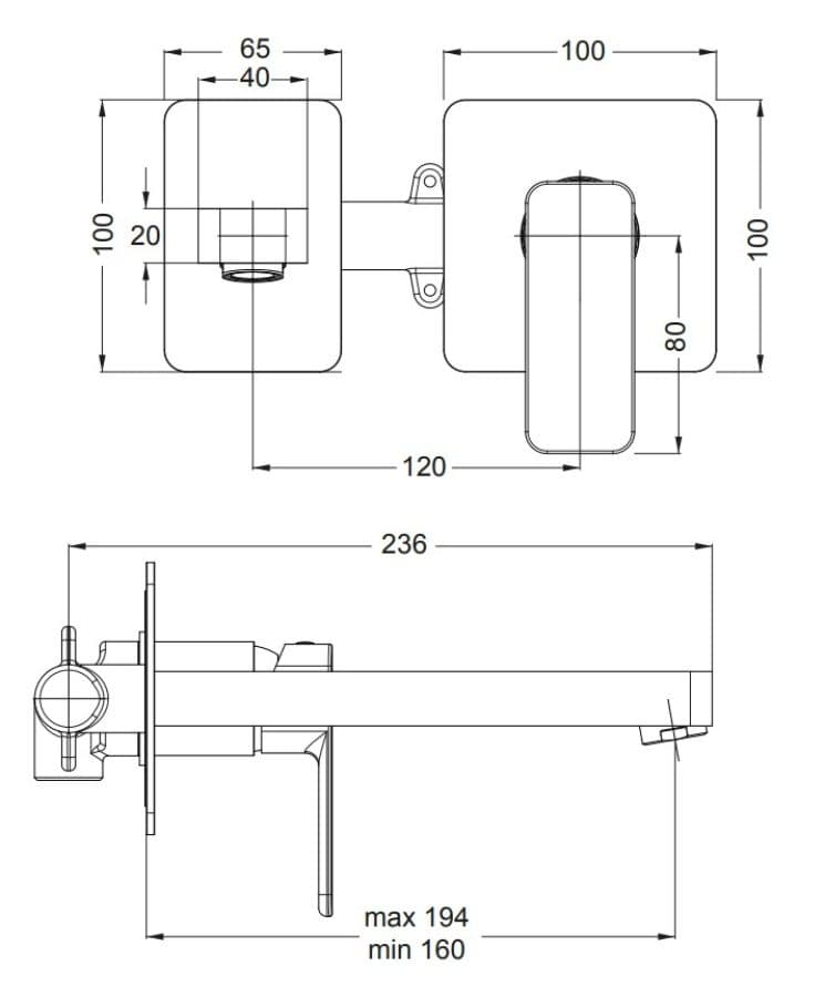 Μπαταρία Νιπτήρος Εντοιχισμού Eurorama Quadra 144904-110 Inox - 2