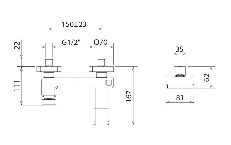 Μπαταρία Λουτρού La Torre Profili Plus 46019-100 Χρώμιο - 2