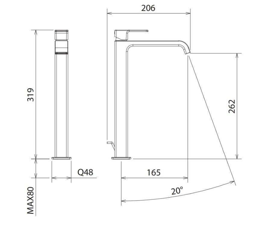 Μπαταρία Νιπτήρος Ψηλή La Torre Profili Plus 46501-100 Χρώμιο - 2