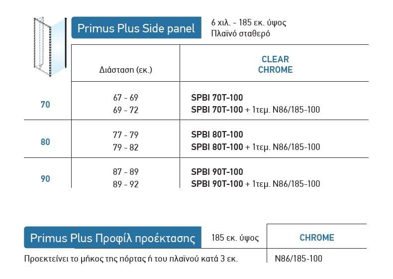 Καμπίνα Ντουζιέρας Devon Primus Plus Bi-fold BIT-100 + SPBIT-100 Χρώμιο Clean Glass Ύψος 185cm - 3
