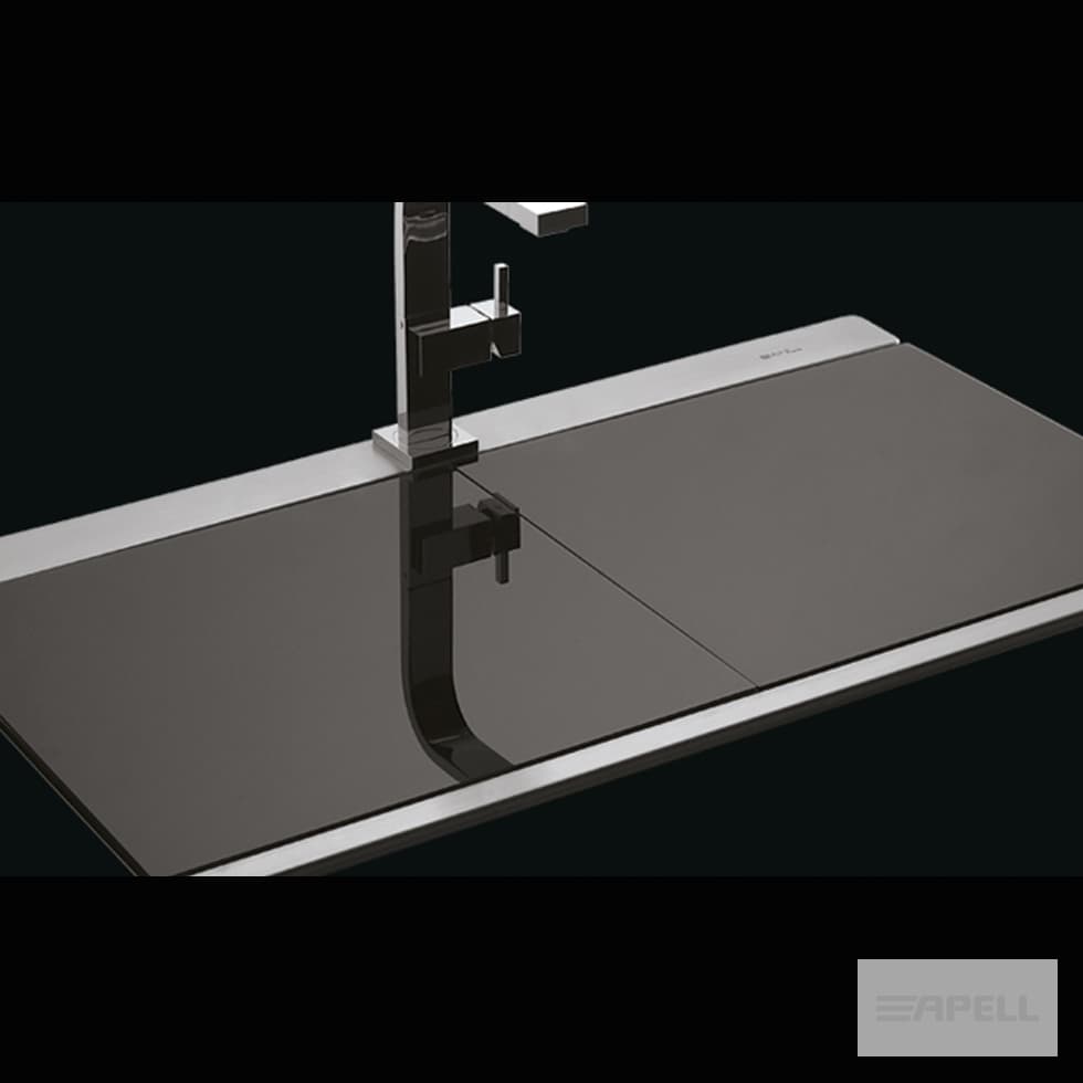 Νεροχύτης κουζίνας ανοξείδωτος Apell Iris 9320-110401 Inox Σατινέ λείο με Black Glass 89,7×51 (ένθετος)