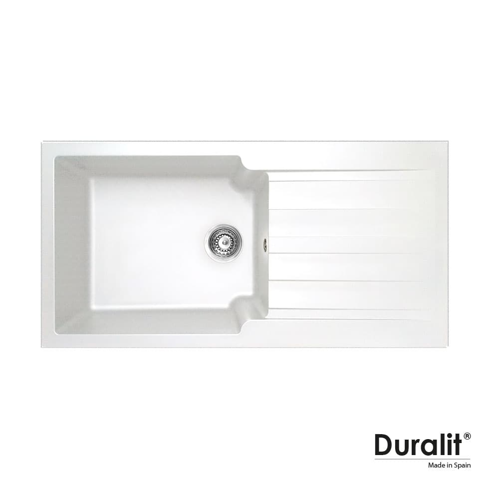 Νεροχύτης κουζίνας συνθετικός Duralit KS105-300 White 100×50 (ένθετος)