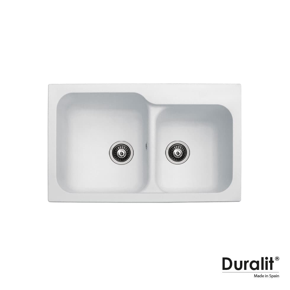 Νεροχύτης κουζίνας συνθετικός Duralit Kz200-300 White 83×50 (ένθετος)