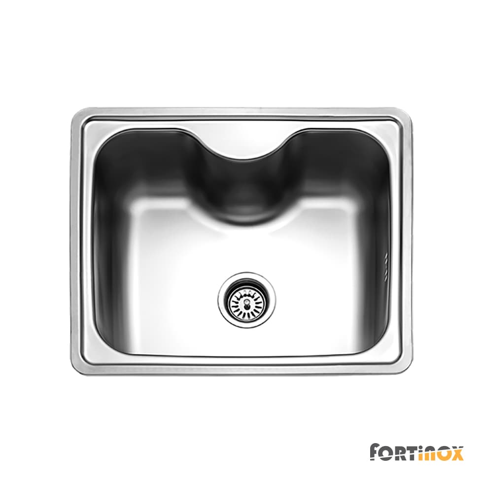 Νεροχύτης κουζίνας ανοξείδωτος Fortinox Arena 22060-110 Inox Σατινέ λείο 60×50 (ένθετος)