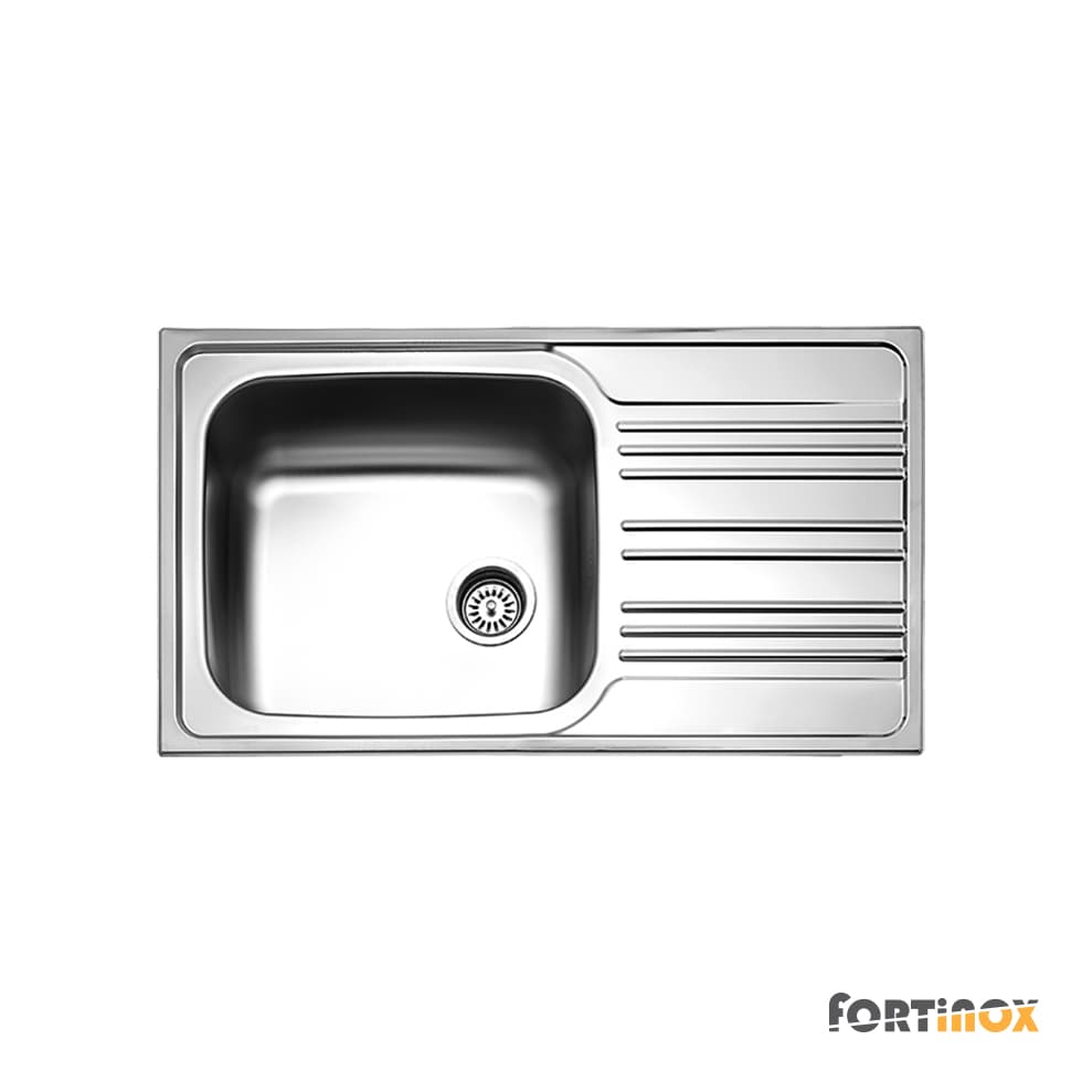 Νεροχύτης κουζίνας ανοξείδωτος Fortinox Valley 25185-110 Inox Σατινέ λείο 86×50 (ένθετος)