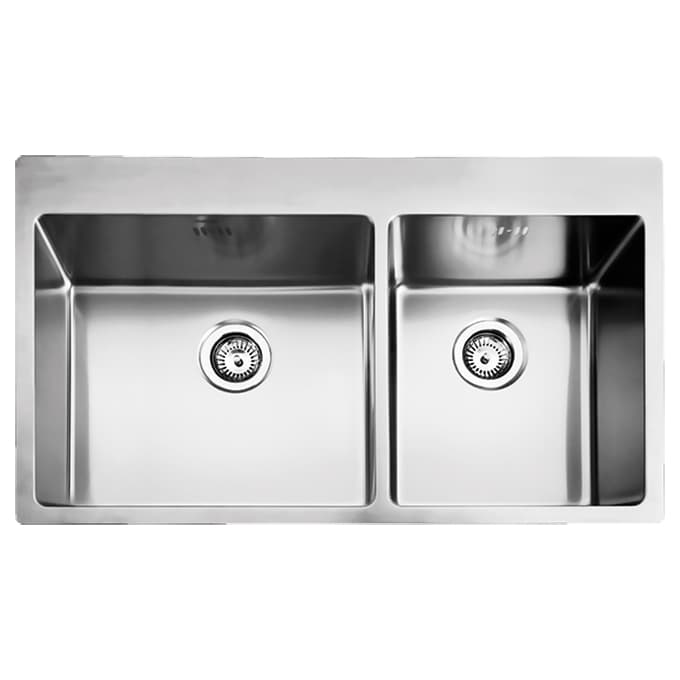 Νεροχύτης κουζίνας ανοξείδωτος Fortinox Squadro 29285-110 Inox Σατινέ λείο 86×50,5 (ένθετος)