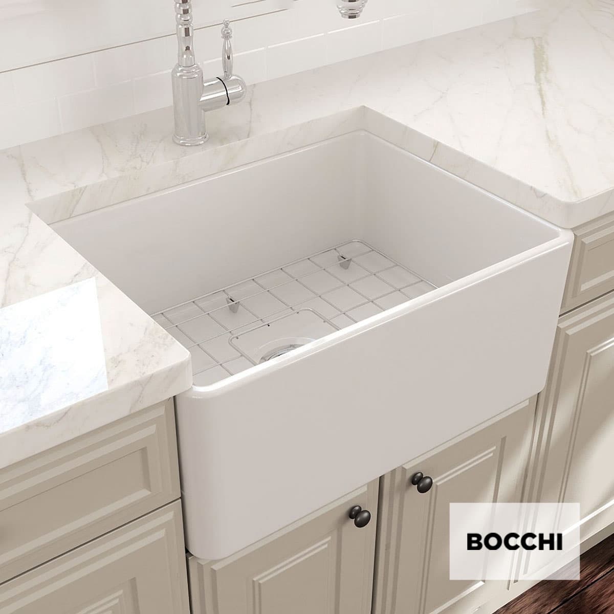 Νεροχύτης κουζίνας πορσελάνης Bocchi Farmhouse 1137-300 Matt White 61×46 (επικαθήμενος)