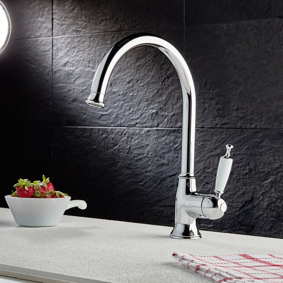 Μπαταρία κουζίνας Bugnatese Oxford 6381-100 Χρώμιο με Πορσελάνη Υ35,4cm