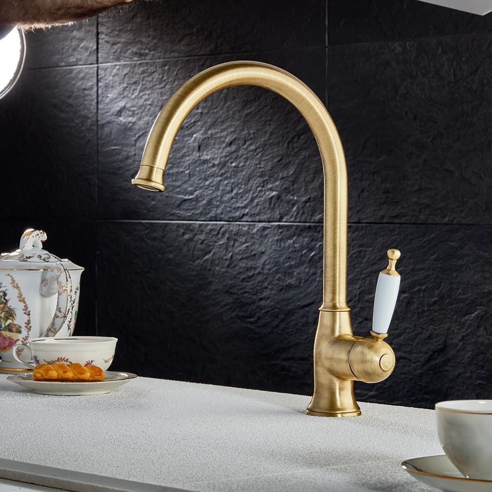 Μπαταρία κουζίνας Bugnatese Oxford 6381-220 Μπρονζέ με Πορσελάνη Υ35,4cm