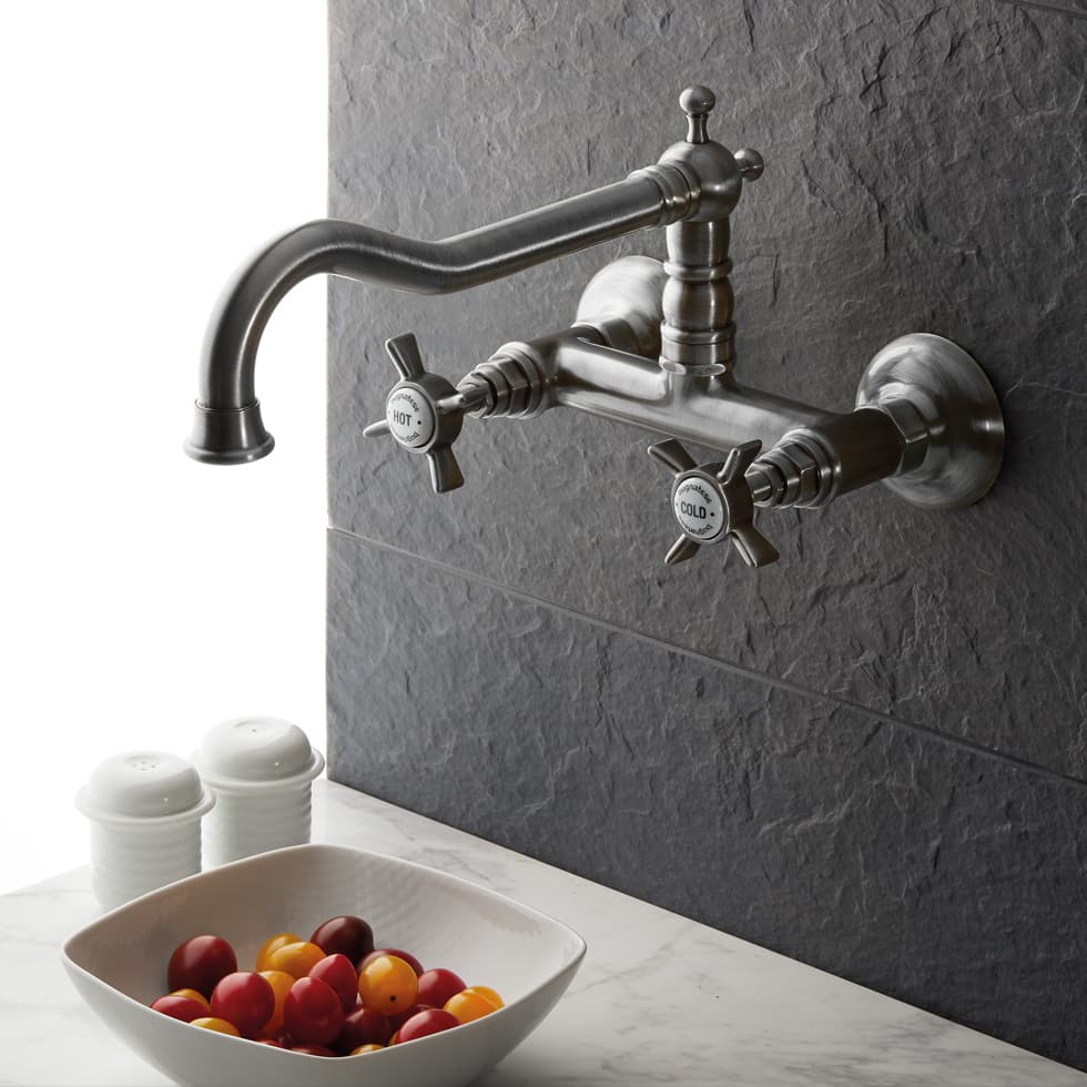 Μπαταρία κουζίνας εντοιχισμού Bugnatese Princeton 852-110 Inox Σατινέ με Πορσελάνη Υ13,5cm